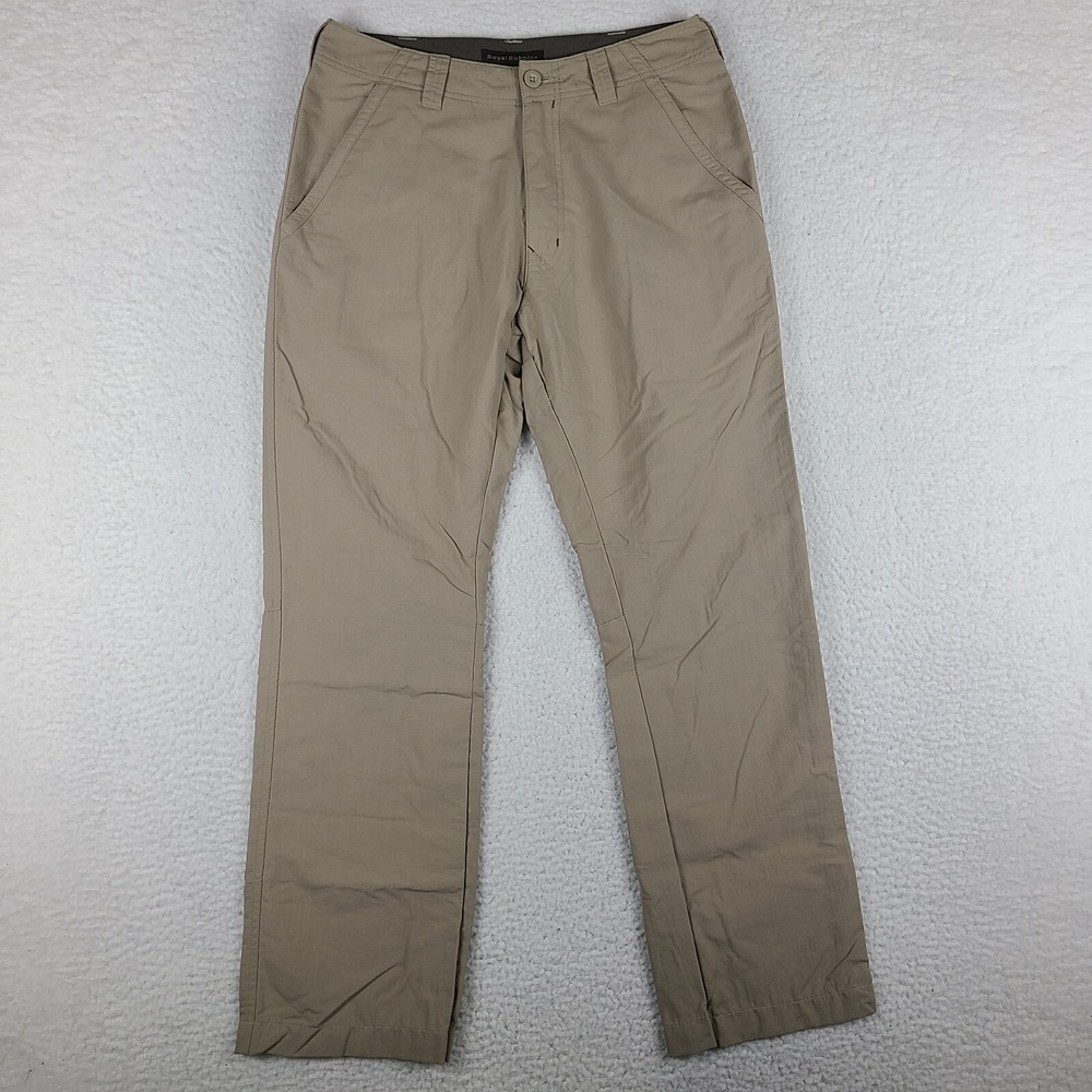 Royal Robbins Pants Mens 30x28 Khaki Brown Beige Performance Tech Chino HEMMED *